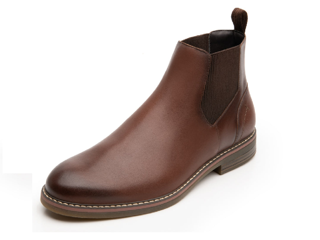 Botas Flexi Dinamo para hombre en color marrón shedron, estilo chelsea de cuero liso.