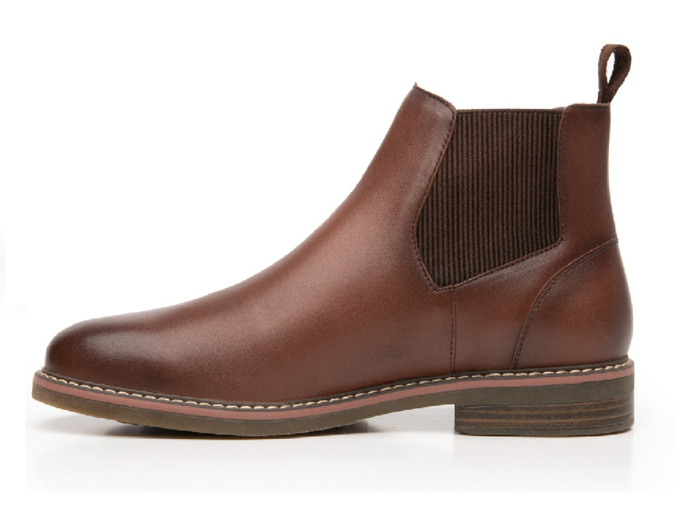 Botas Flexi Dinamo para hombre en color marrón shedron, estilo chelsea de cuero liso.