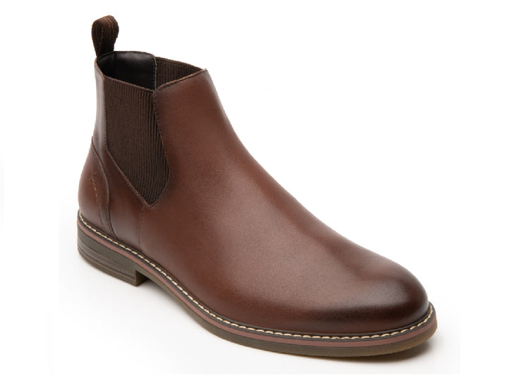 Botas Flexi Dinamo para hombre en color marrón shedron, estilo chelsea de cuero liso.