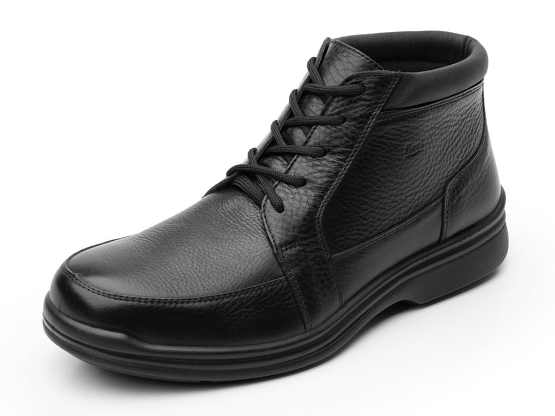 Zapato botín Flexi Yacht para Hombre en color negro de cuero con agujetas.