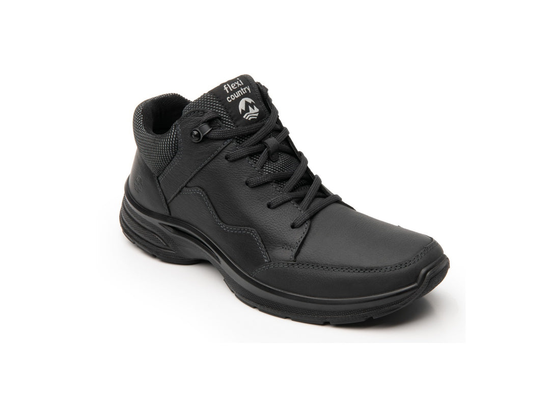 Botas Flexi Jason Country para hombre en color negro con cordones y suela robusta.