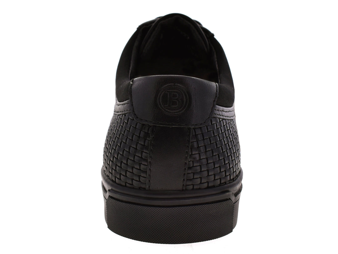 Par de tenis negros Brantano Stark para hombre con detalle tejido en los laterales y suela plana.