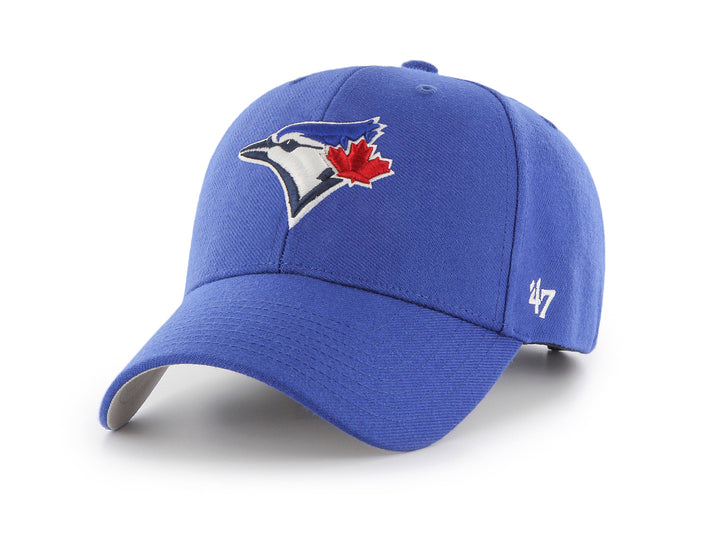 Gorra de béisbol azul royal con logotipo bordado de Toronto Blue Jays.