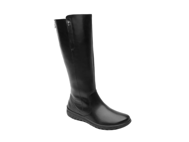 Bota Flexi Yulisa para mujer en color negro, de caña alta y acabado liso con cierre lateral.