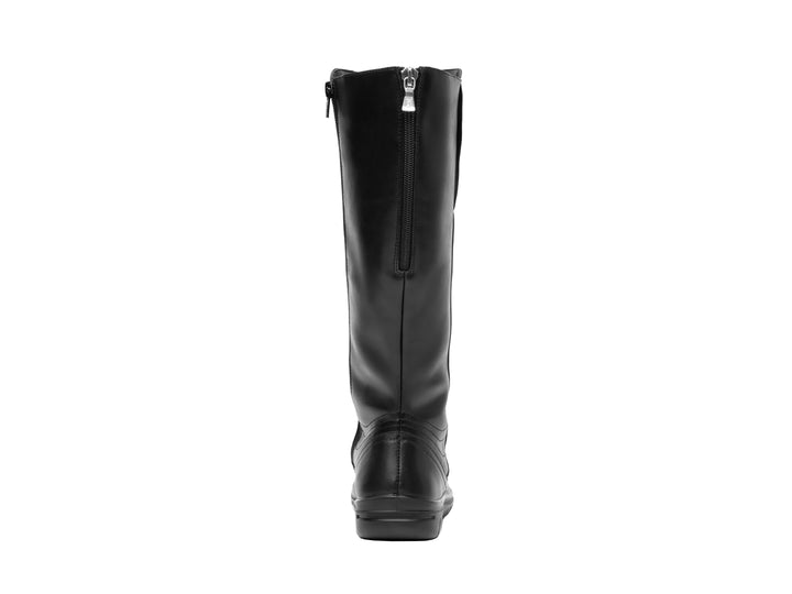 Bota Flexi Yulisa para mujer en color negro, de caña alta y acabado liso con cierre lateral.