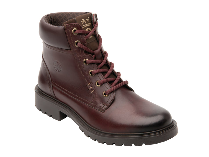 Botas Flexi Aldara color vino para mujer con agujetas y suela track
