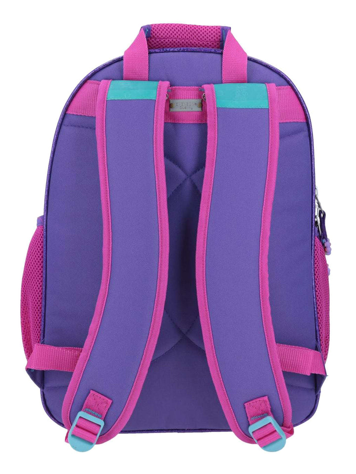 Mochila escolar Chenson Happy Girl para niña, colores morado y rosa con frente holográfico y dibujo de luna.