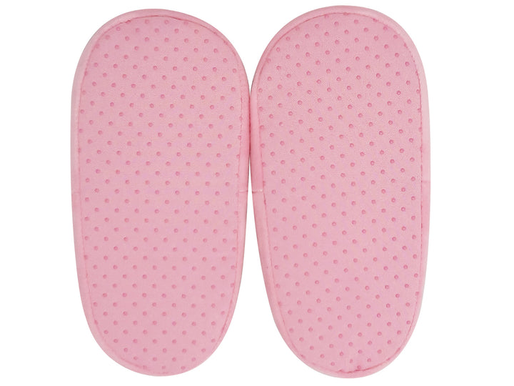 Pantuflas para niña con diseño de conejo en colores rosa y blanco.
