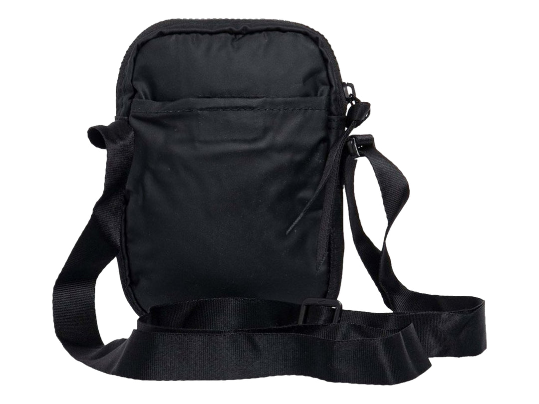 Bolsa de hombro Nike color negro con panel frontal de malla y logotipo blanco central.