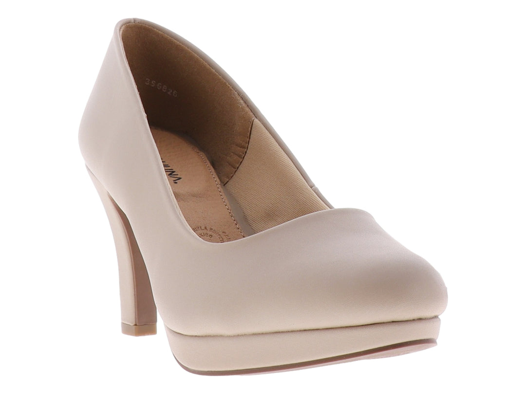 Zapato de tacón alto y plataforma en color clay para mujer.
