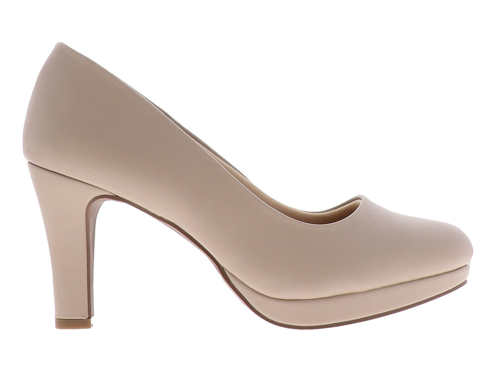 Zapato de tacón alto y plataforma en color clay para mujer.