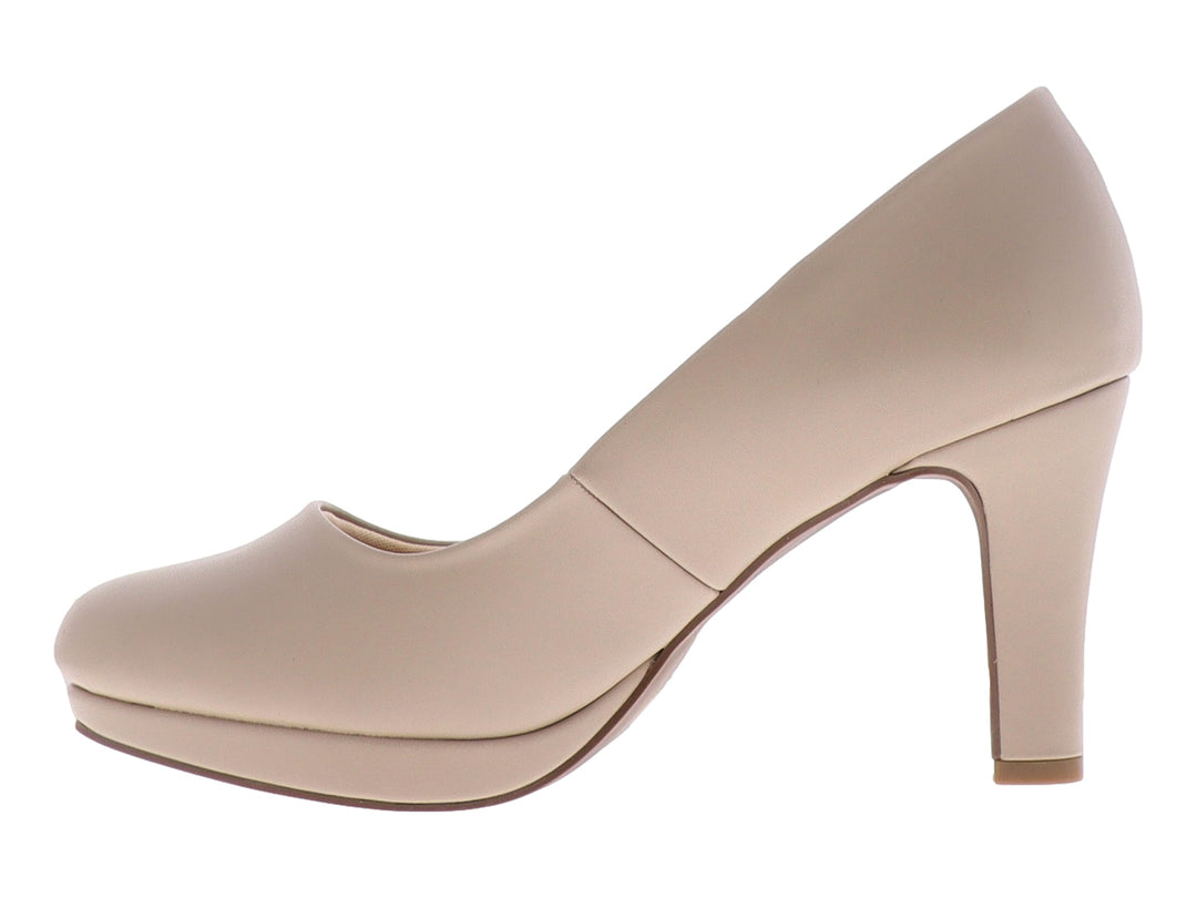 Zapato de tacón alto y plataforma en color clay para mujer.