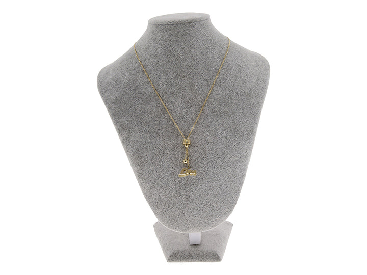 Collar color oro con dije de la palabra Love y detalles decorativos.