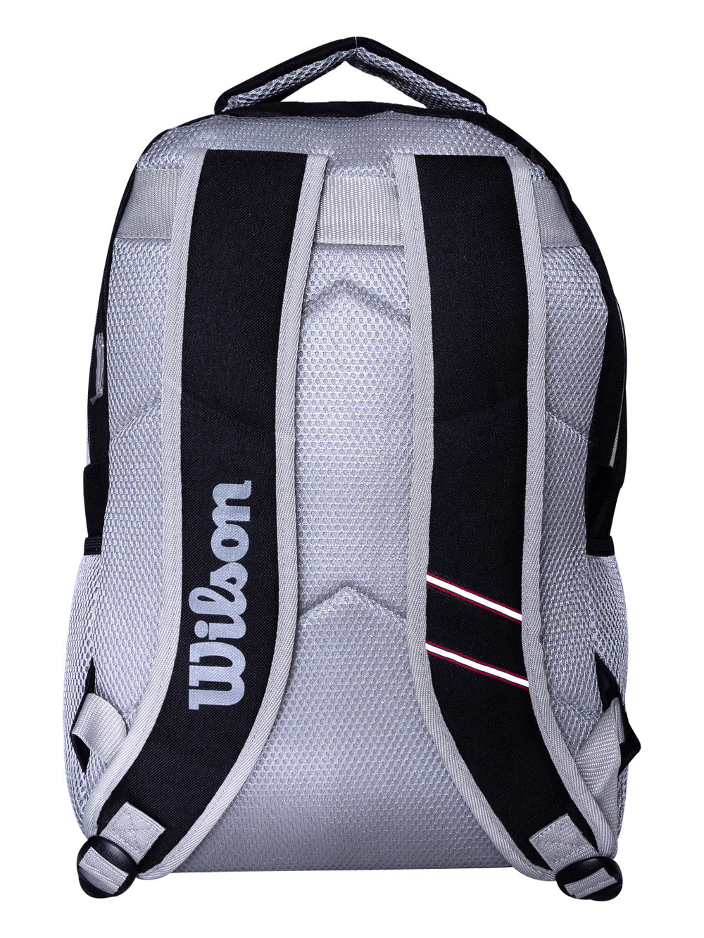 Mochila escolar Wilson de color negro y gris con panel frontal de malla.