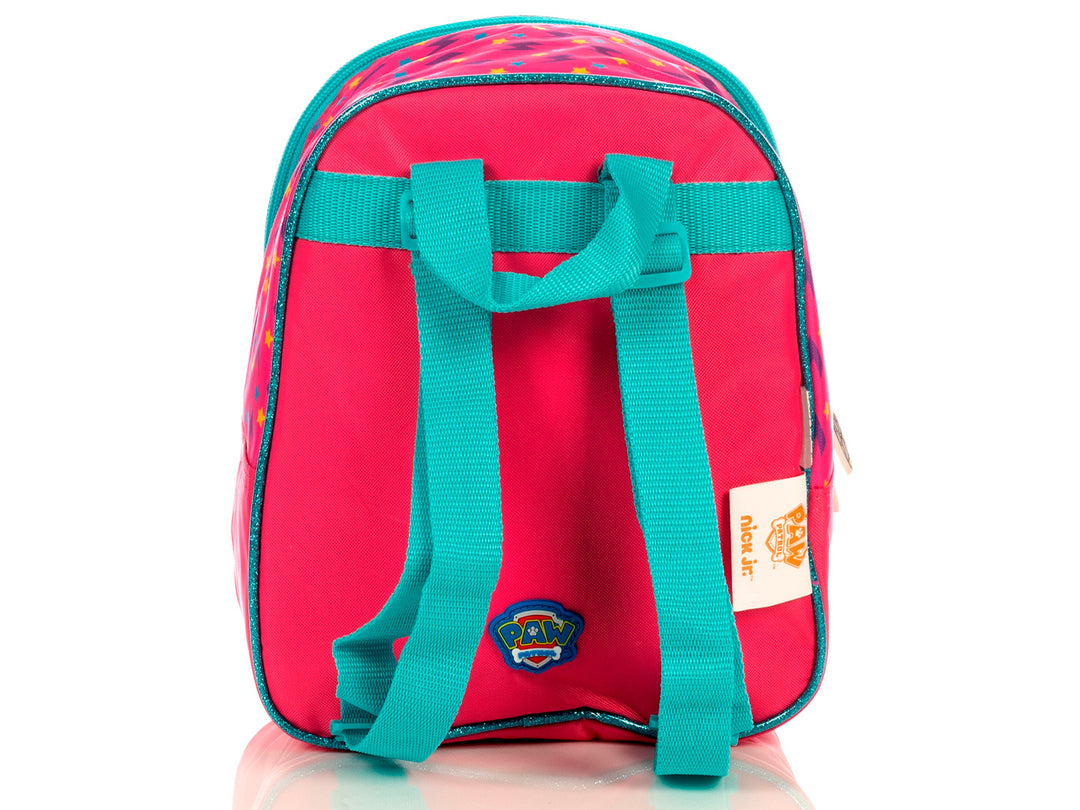 Lonchera infantil de Paw Patrol en colores lila y rosa con relieve 3D del personaje Skye.