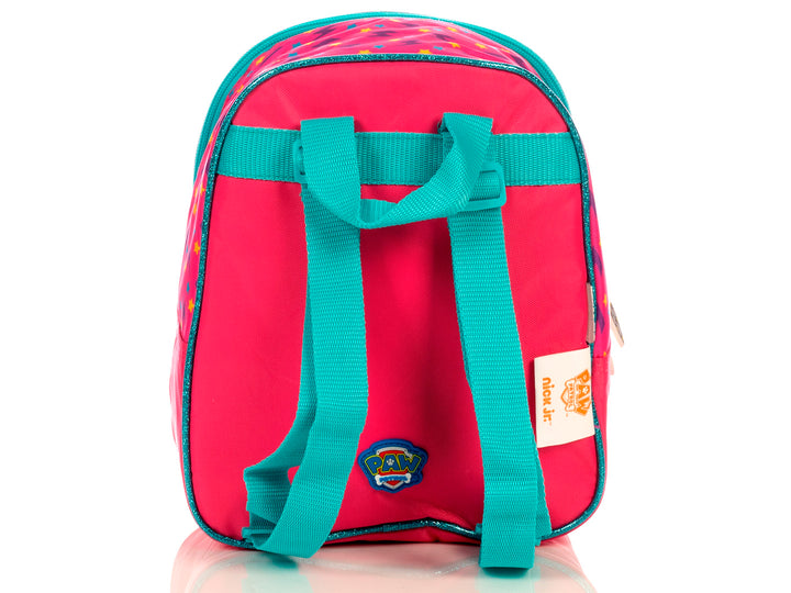 Lonchera infantil de Paw Patrol en colores lila y rosa con relieve 3D del personaje Skye.