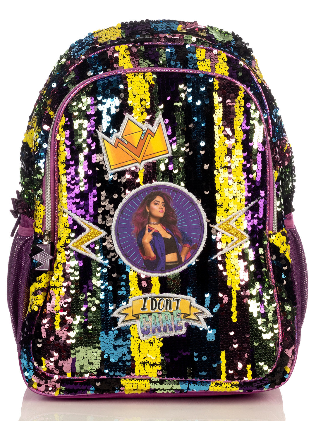 Mochila infantil multicolor con lentejuelas y estampado de Polinesios.