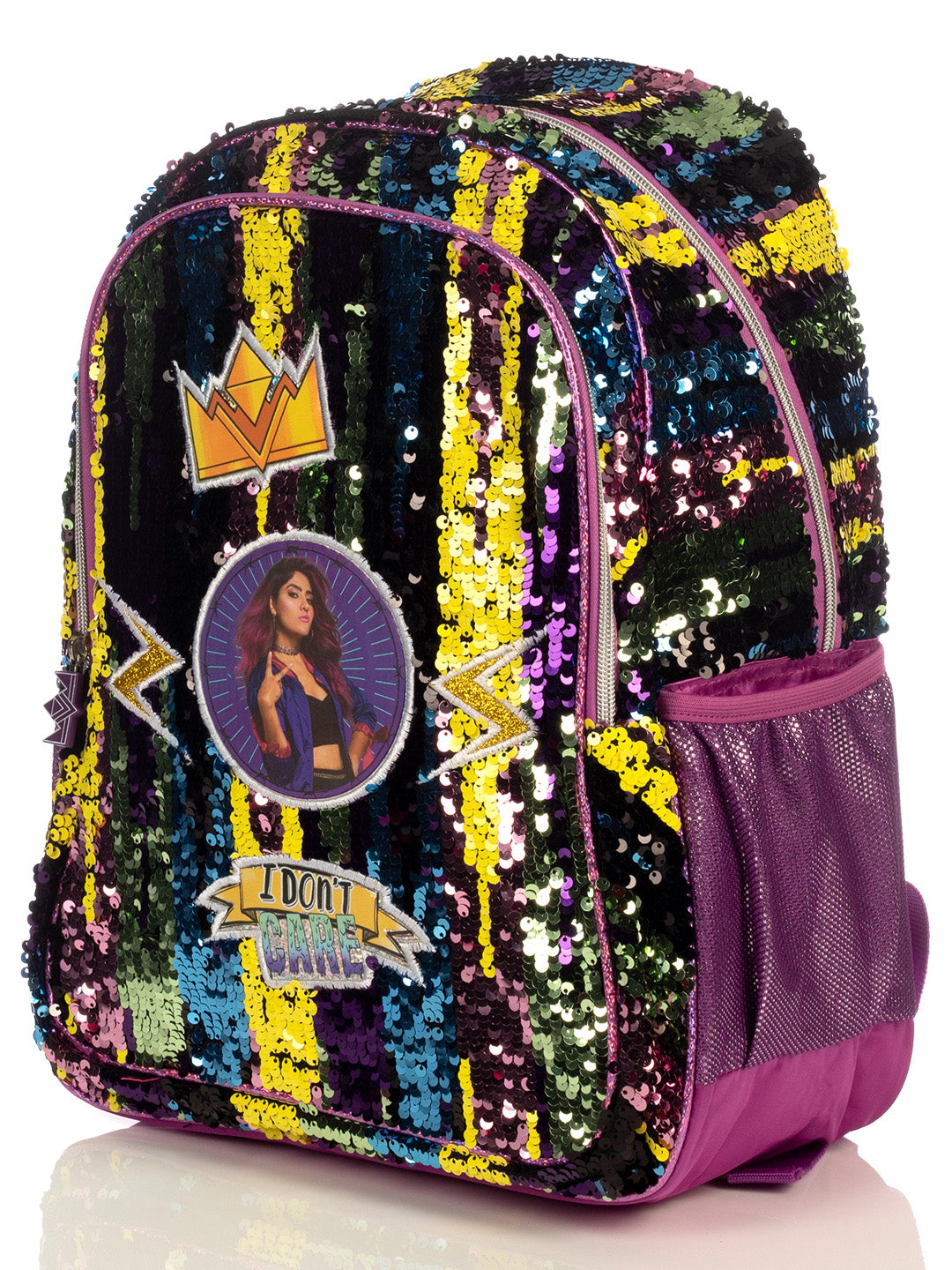 Mochila infantil multicolor con lentejuelas y estampado de Polinesios.