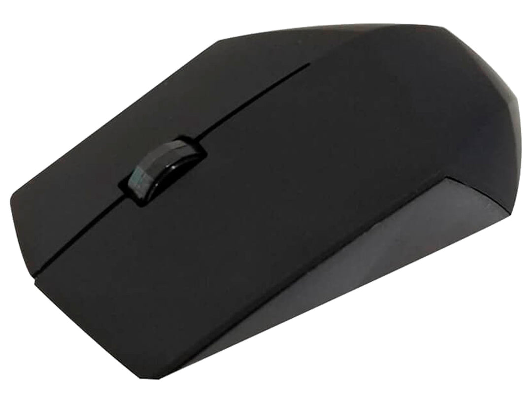 Mouse inalámbrico TechZone de color negro con diseño ergonómico y facetas angulares.