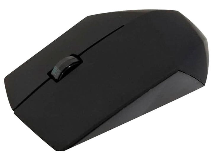 Mouse inalámbrico TechZone de color negro con diseño ergonómico y facetas angulares.