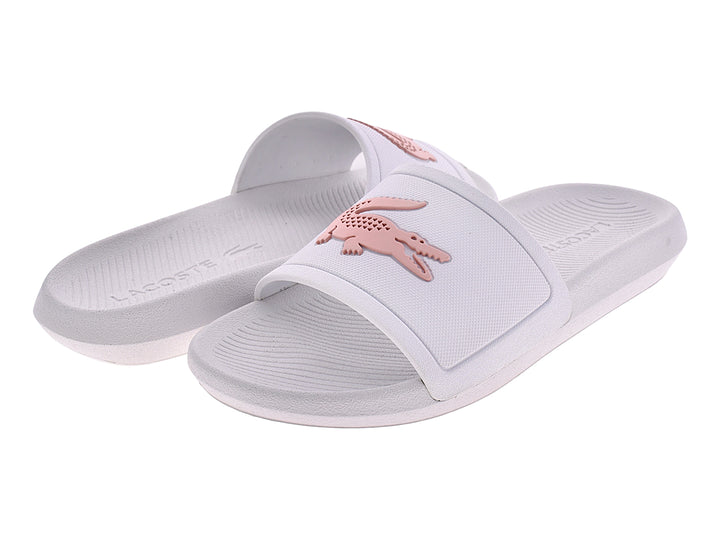 Sandalias Lacoste Croco Slide Blanco y Rosa para Mujer