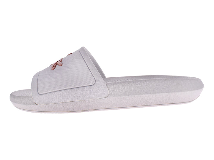 Sandalias Lacoste Croco Slide Blanco y Rosa para Mujer