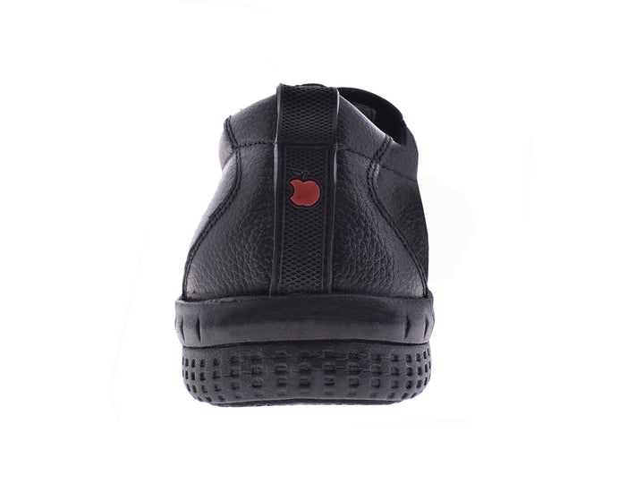 Zapato plano de piel color negro con agujetas y suela cómoda para uso casual.
