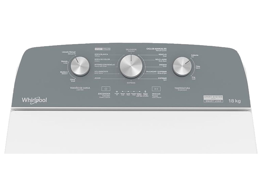 Lavadora Whirlpool Blanca y Plateada 18 kg