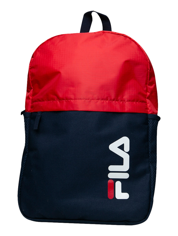 Mochila escolar FILA Big One bicolor en rojo y azul marino con logotipo blanco.