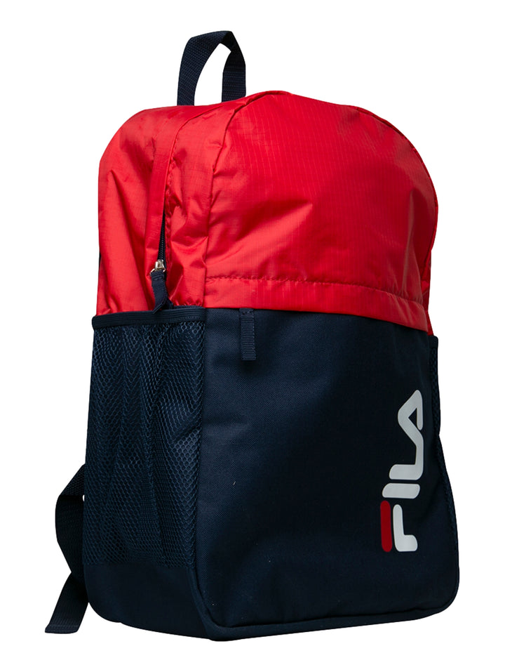 Mochila escolar FILA Big One bicolor en rojo y azul marino con logotipo blanco.