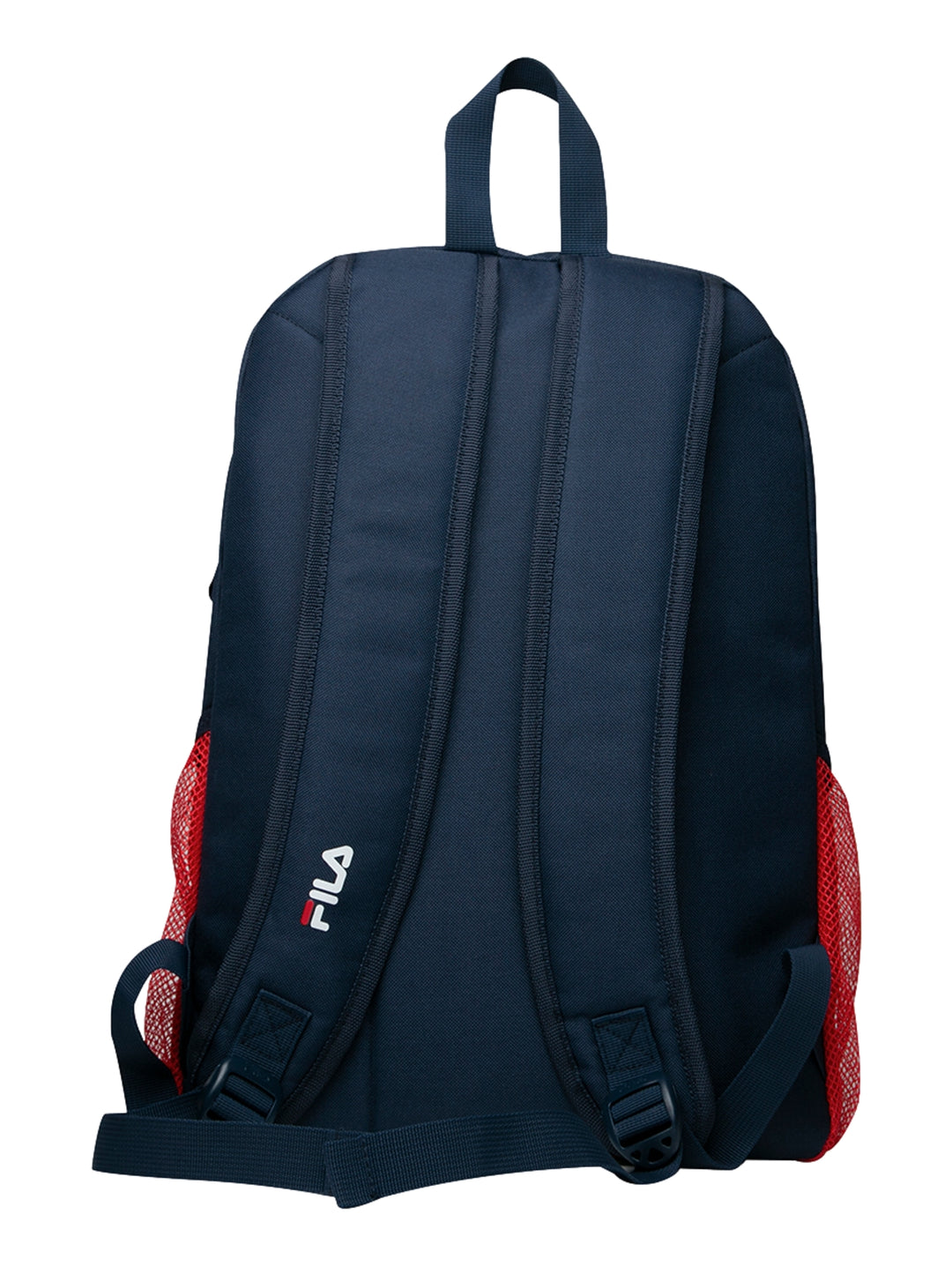Mochila escolar FILA Big One bicolor en rojo y azul marino con logotipo blanco.