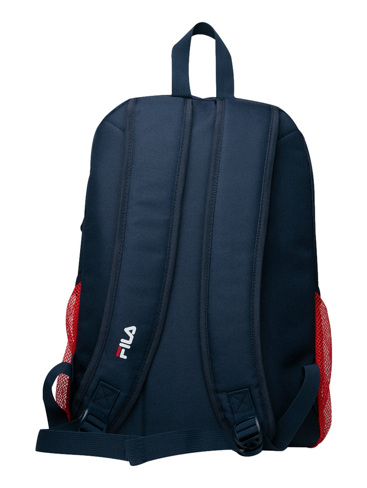 Mochila escolar FILA Big One bicolor en rojo y azul marino con logotipo blanco.