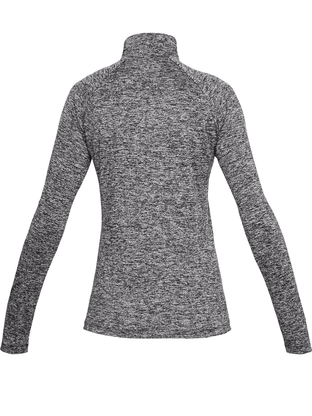 Sudadera Under Armour para mujer en color gris jaspeado con medio cierre y cuello alto.