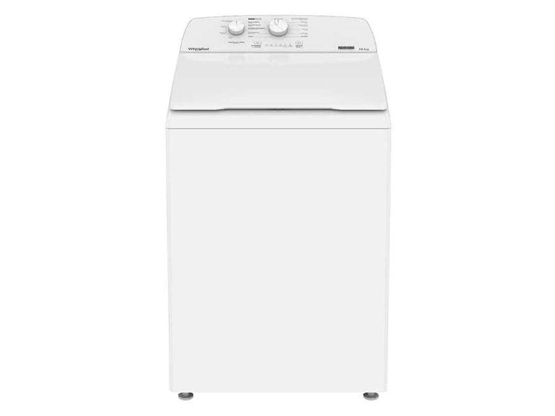 Lavadora automática Whirlpool de carga superior en color blanco.