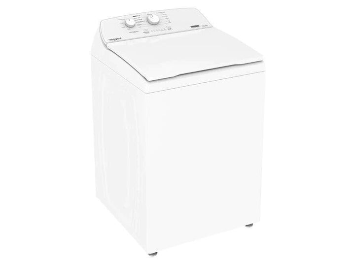Lavadora automática Whirlpool de carga superior en color blanco.
