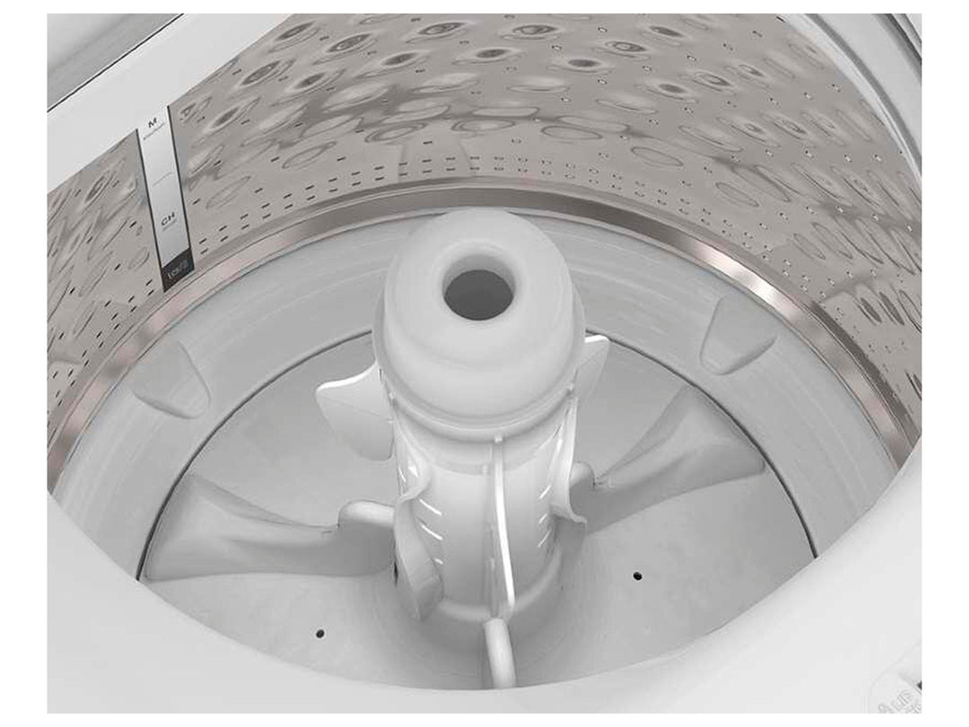 Lavadora automática Whirlpool de carga superior en color blanco.