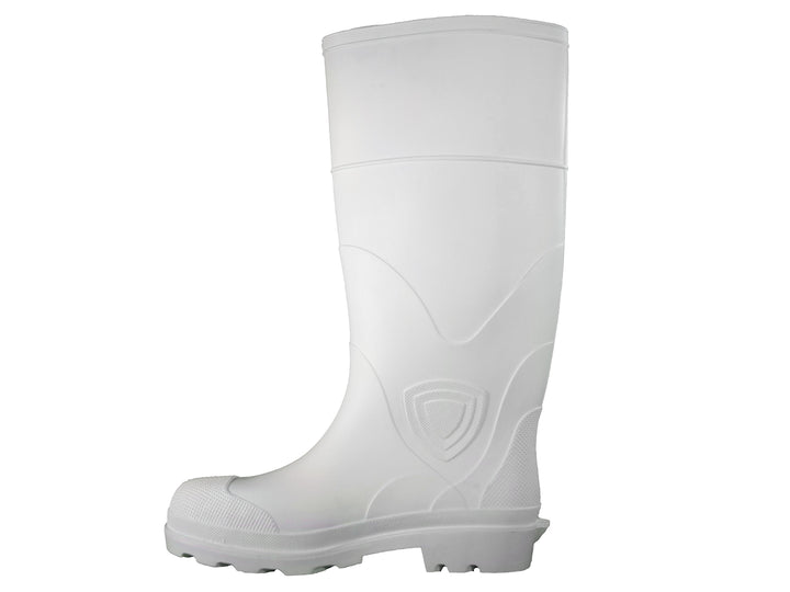 Bota de lluvia blanca para hombre de la marca Duramil, diseño alto e impermeable.