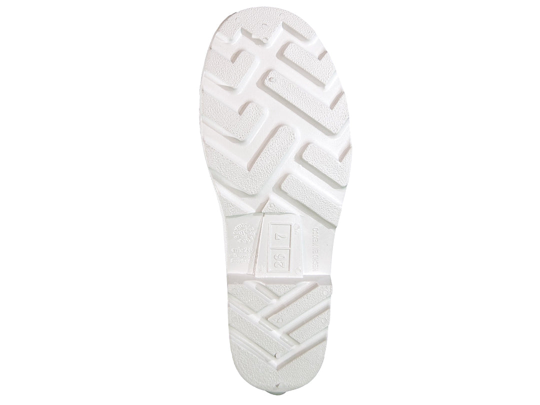 Bota de lluvia blanca para hombre de la marca Duramil, diseño alto e impermeable.