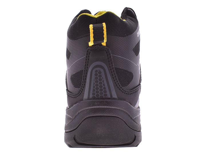 Bota táctica Duty Gear de color negro con detalles en amarillo y suela robusta.