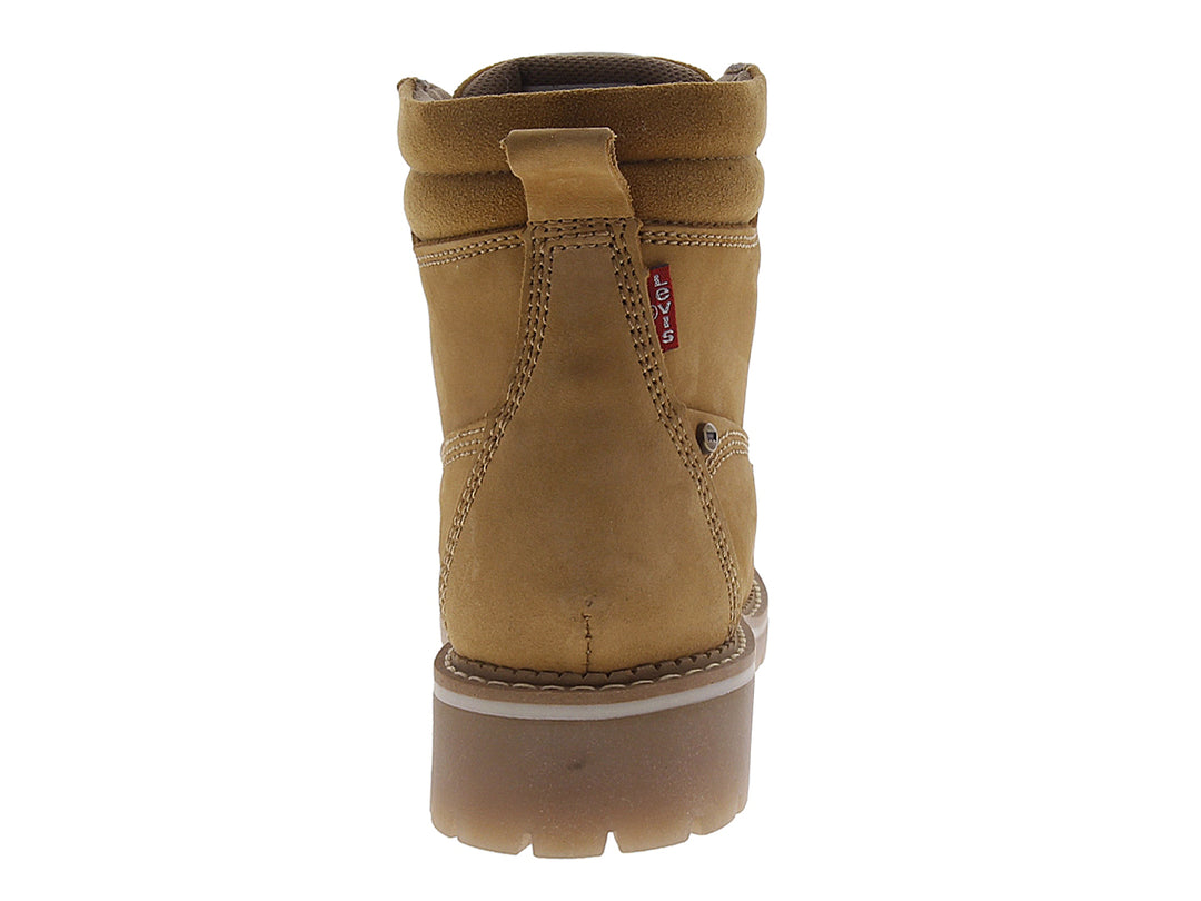 Bota casual de color miel con cordones y suela dentada.