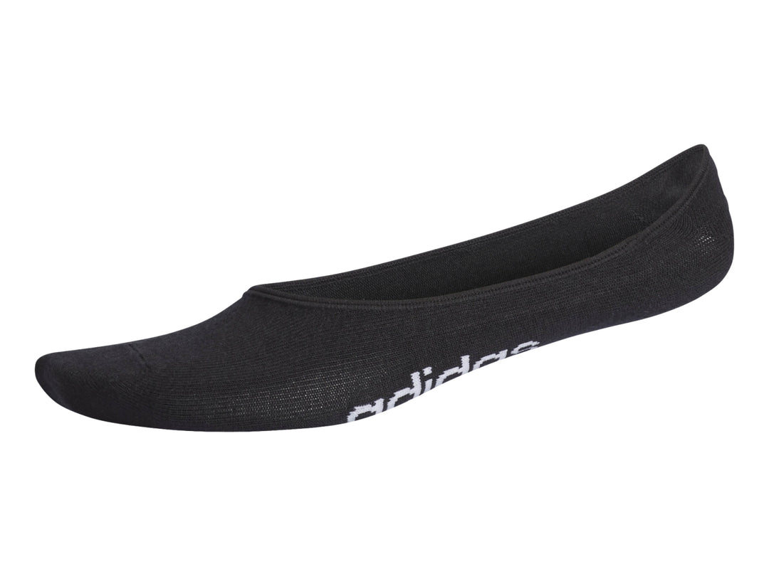 Calcetín deportivo Adidas de color negro con logotipo blanco.