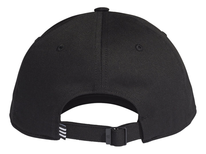 Gorra de béisbol color negro con logotipo de Adidas en color blanco en el frente.
