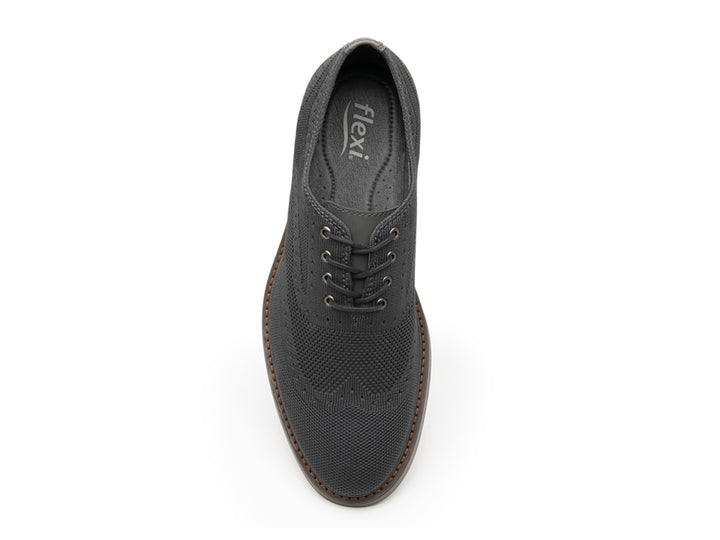 Zapato casual Flexi para hombre en color gris con tejido texturizado y cordones.
