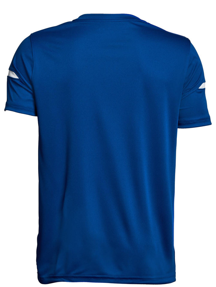 Playera deportiva Under Armour de color azul con detalles blancos y logotipo en el pecho para niño.