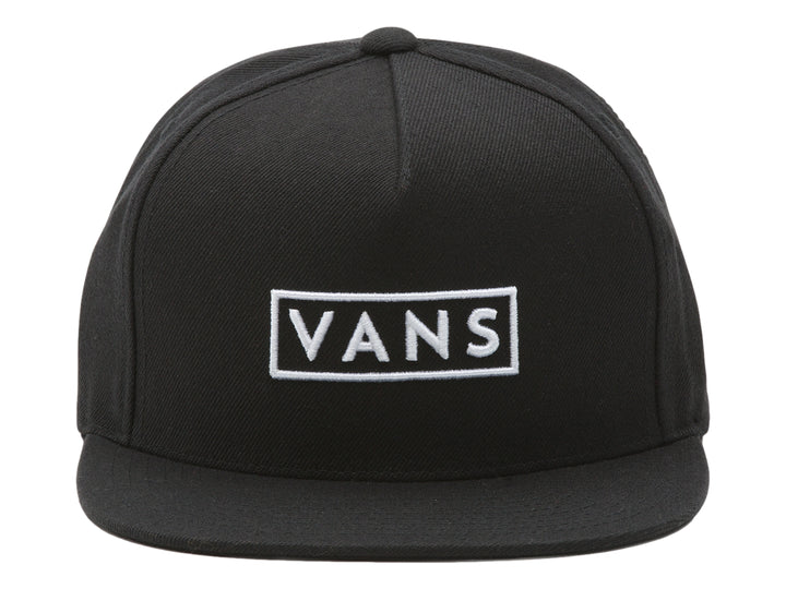 Gorra snapback color negro de la marca Vans con logotipo blanco frontal.