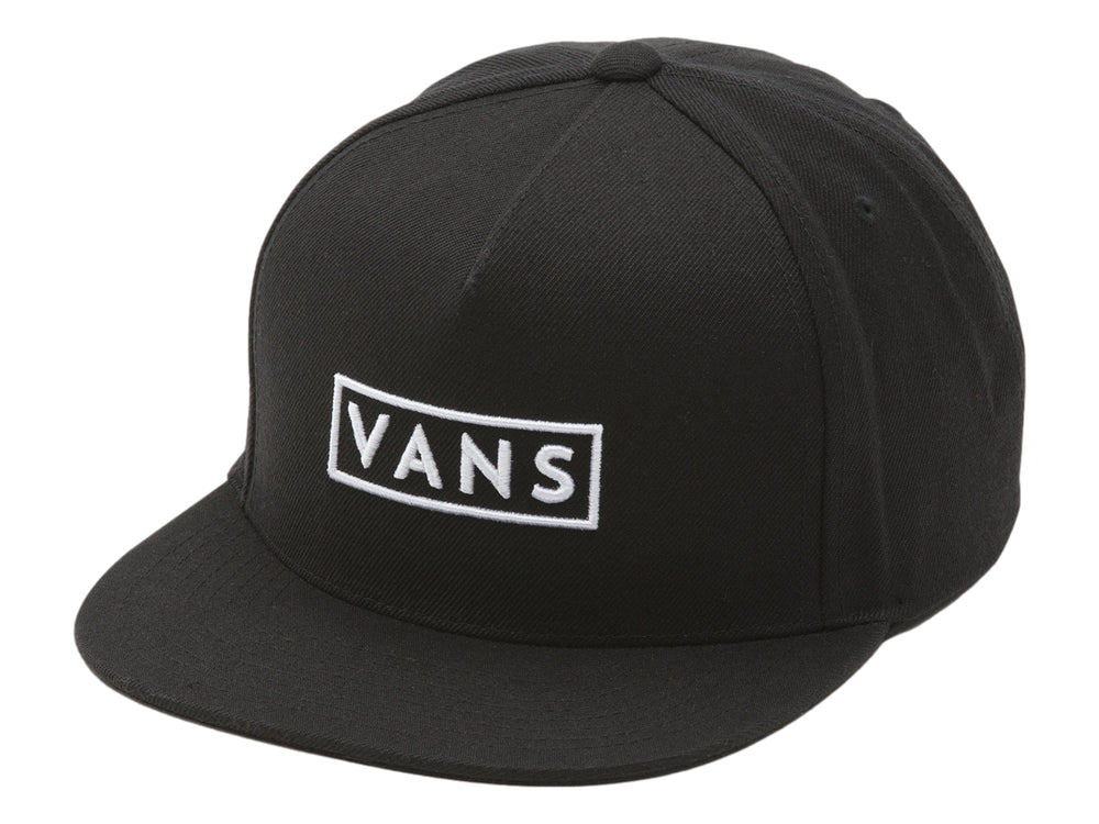 Gorra snapback color negro de la marca Vans con logotipo blanco frontal.