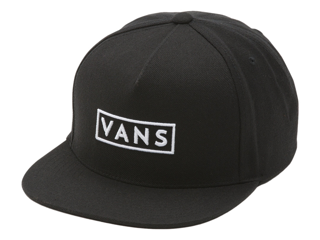 Gorra snapback color negro de la marca Vans con logotipo blanco frontal.