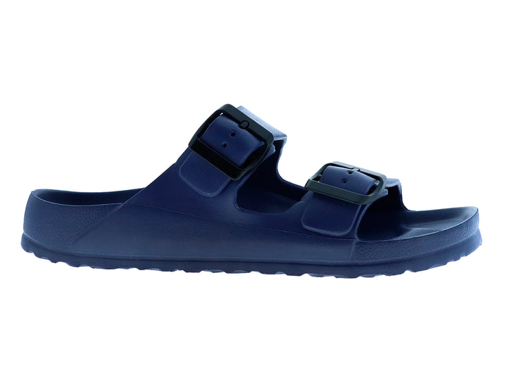 Sandalia Elega color azul marino para mujer con correas ajustables y hebillas.