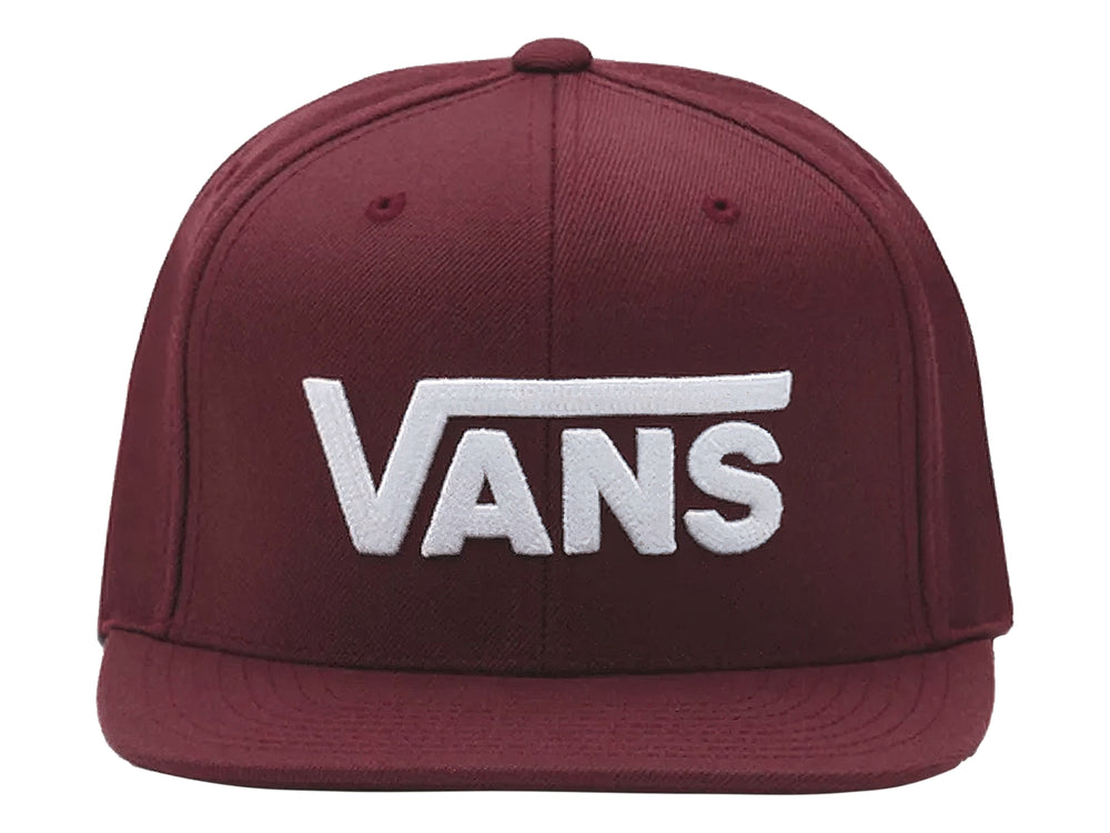 Gorra VANS snapback de color Port Royale con logotipo blanco bordado en el frente y visera plana.