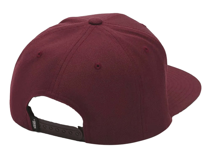 Gorra VANS snapback de color Port Royale con logotipo blanco bordado en el frente y visera plana.